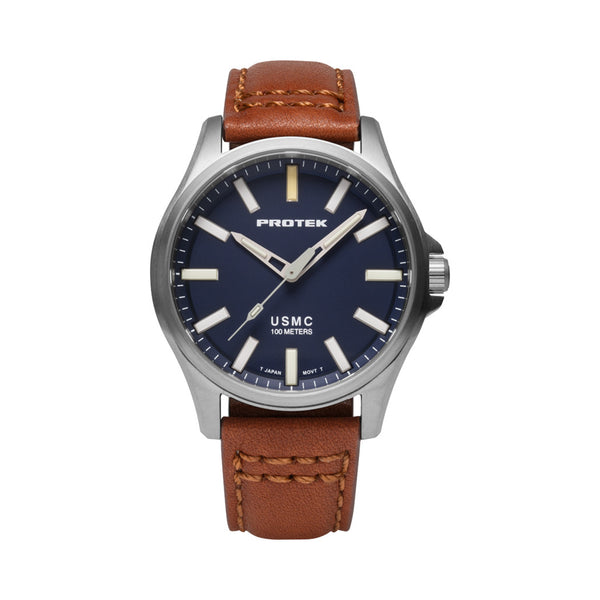 Protek Titanium Field Watch 3100 USMC Series with Tritium T100 Tubes and Blue Dial #PT3103