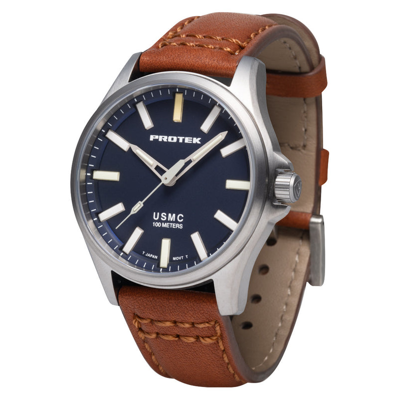 Protek Titanium Field Watch 3100 USMC Series with Tritium T100 Tubes and Blue Dial #PT3103