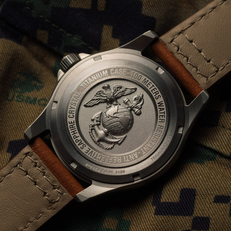 Protek Titanium Field Watch 3100 USMC Series with Tritium T100 Tubes and Blue Dial #PT3103