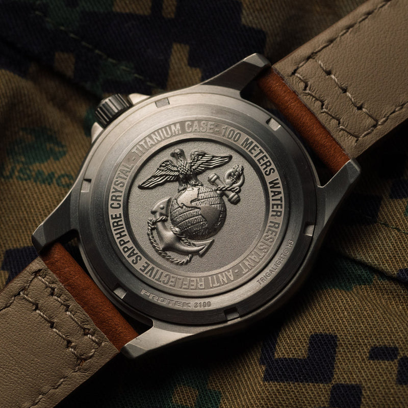 Protek IP Titanium Field Watch 3100 USMC Series with Tritium T100 Tubes and Sand Dial #PT3106