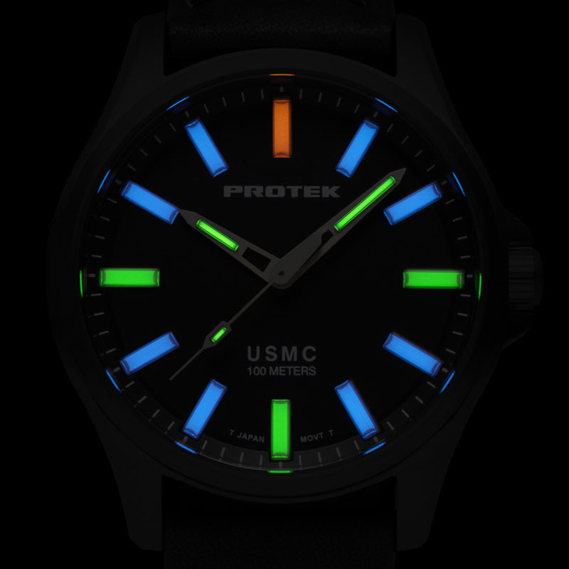 Protek IP Titanium Field Watch 3100 USMC Series with Tritium T100 Tubes and Sand Dial #PT3106