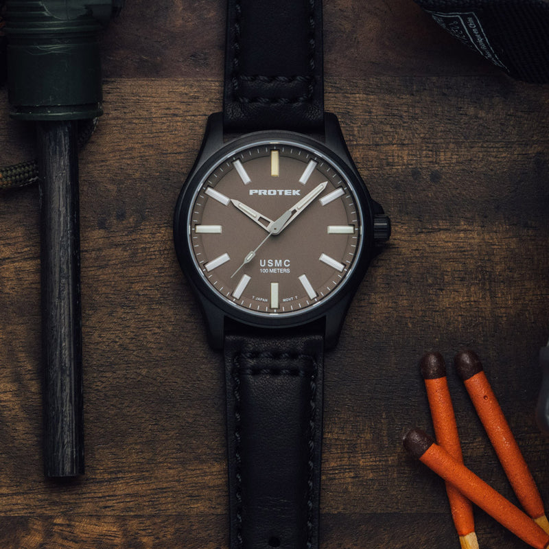 Protek IP Titanium Field Watch 3100 USMC Series with Tritium T100 Tubes and Sand Dial #PT3106