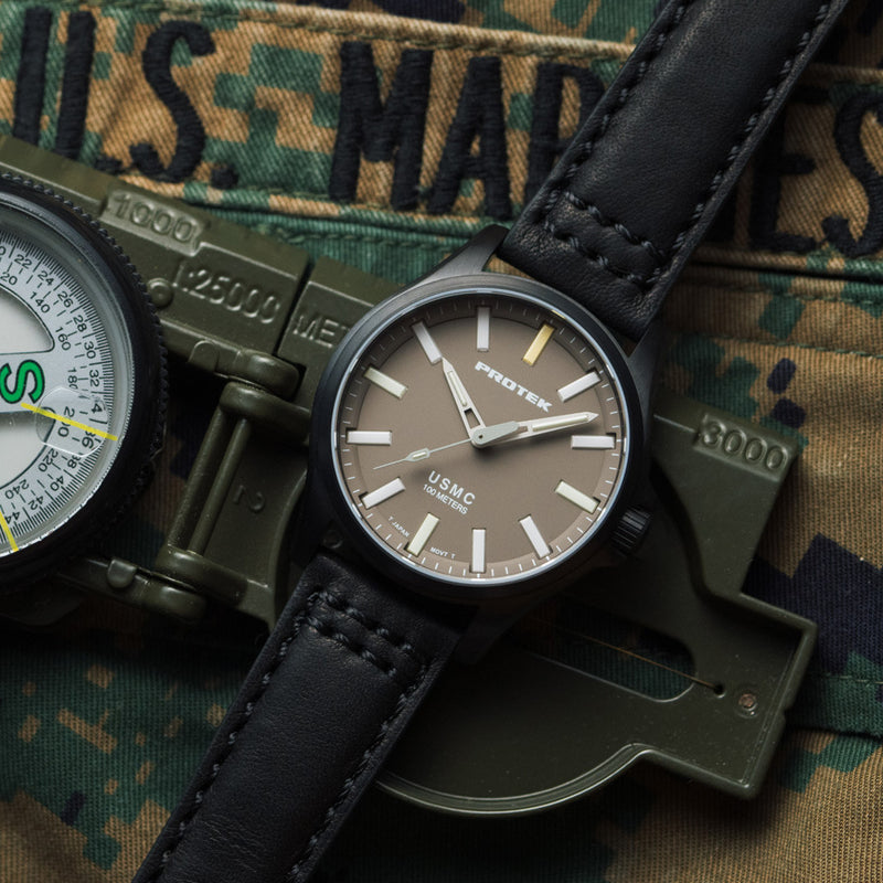 Protek IP Titanium Field Watch 3100 USMC Series with Tritium T100 Tubes and Sand Dial #PT3106