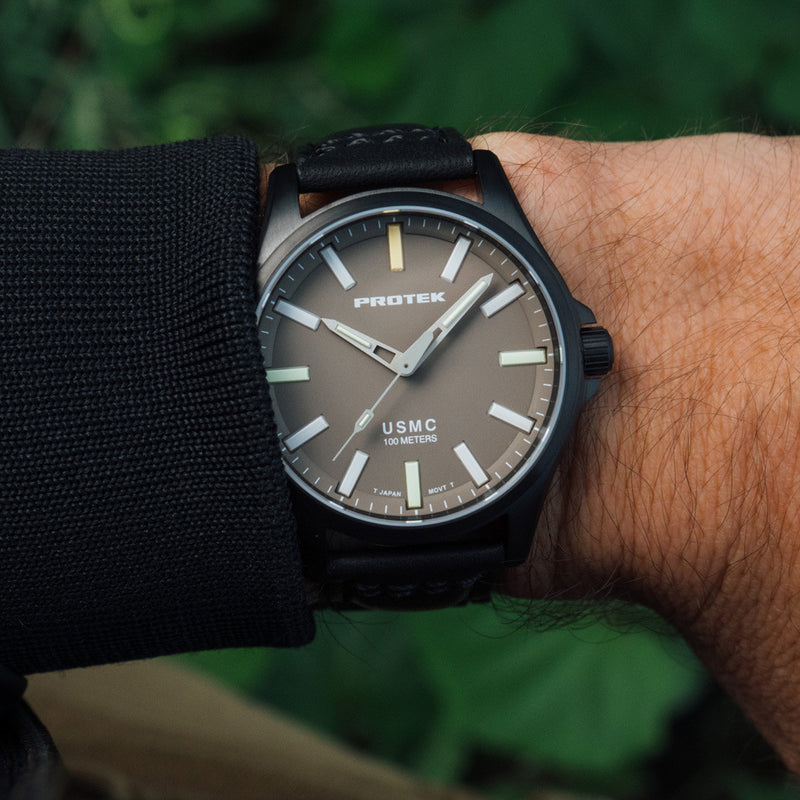 Protek IP Titanium Field Watch 3100 USMC Series with Tritium T100 Tubes and Sand Dial #PT3106