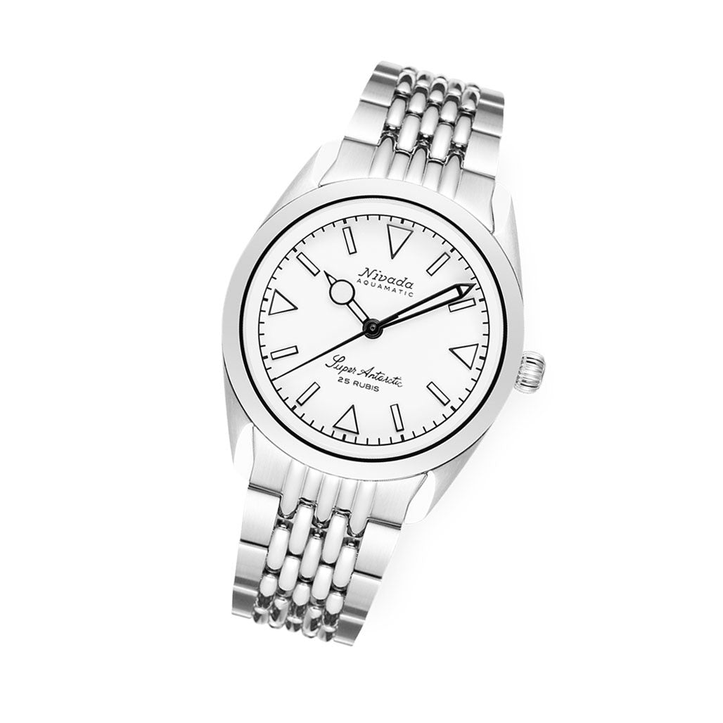 Nivada Grenchen Super Antarctic White Dial Watch #32065A04 — Long