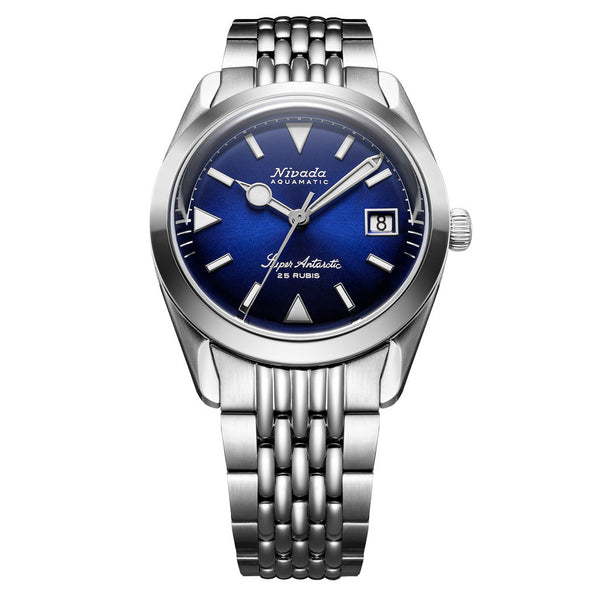 Nivada Grenchen 38mm Super Antarctic Blue with Date #32076A04