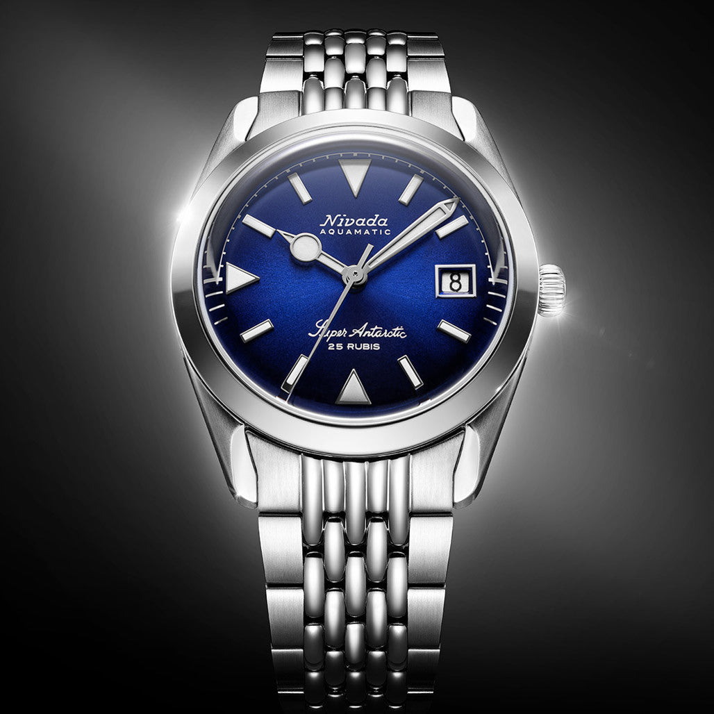 Nivada Grenchen 38mm Super Antarctic Blue with Date #32076A04