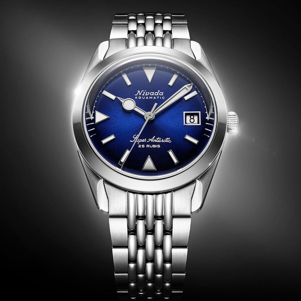 Nivada Grenchen 38mm Super Antarctic Blue with Date #32076A04