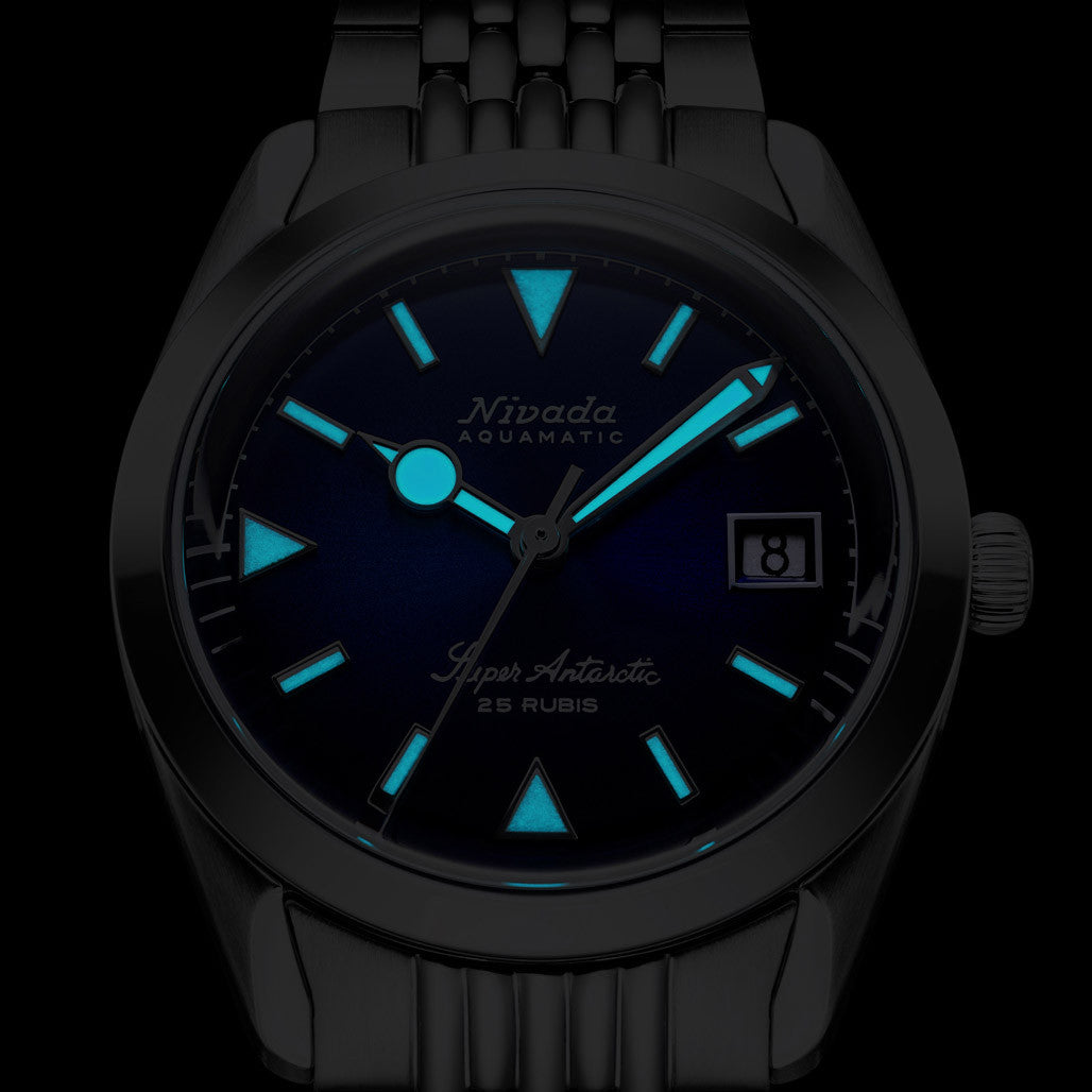 Nivada Grenchen 38mm Super Antarctic Blue with Date #32076A04