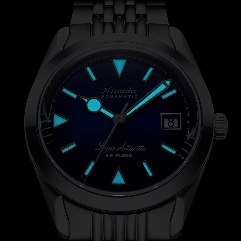 Nivada Grenchen 38mm Super Antarctic Blue with Date #32076A04
