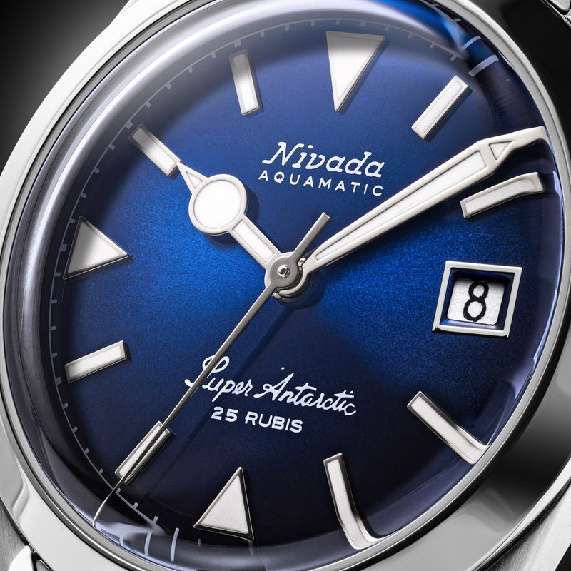 Nivada Grenchen 38mm Super Antarctic Blue with Date #32076A04