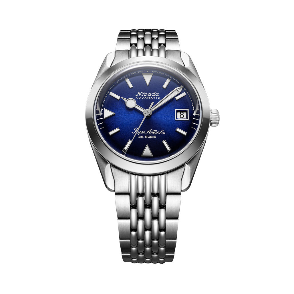 Nivada Grenchen 38mm Super Antarctic Blue with Date #32076A04