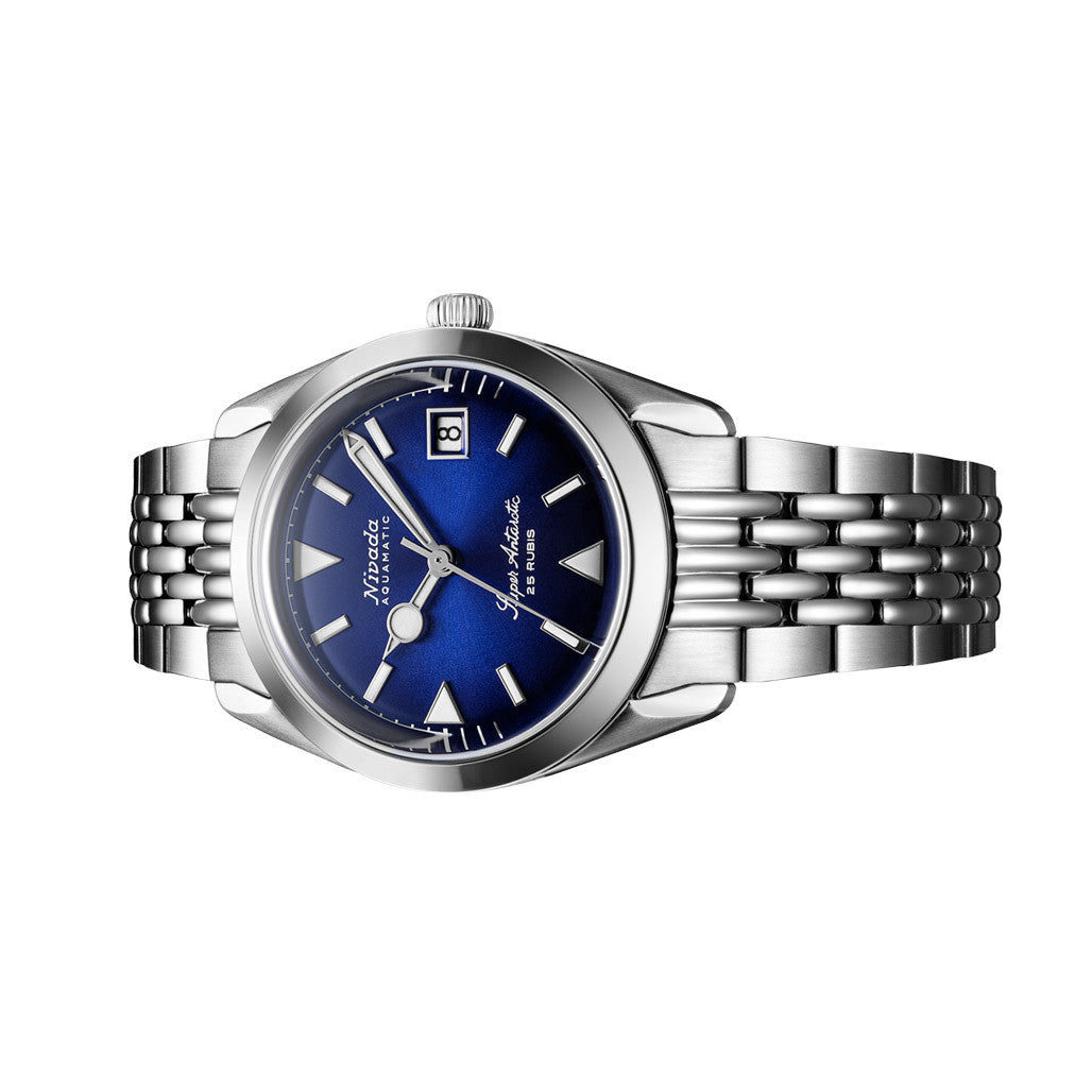 Nivada Grenchen 38mm Super Antarctic Blue with Date #32076A04