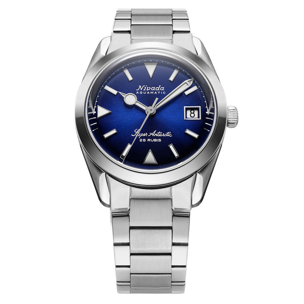 Nivada Grenchen 38mm Super Antarctic Blue with Date #32076A20