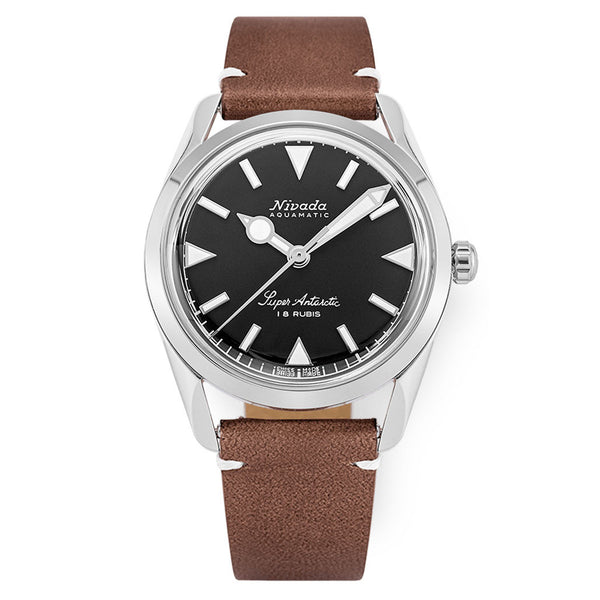 Nivada Grenchen 35mm Super Antarctic Black Dial Watch #35014M14