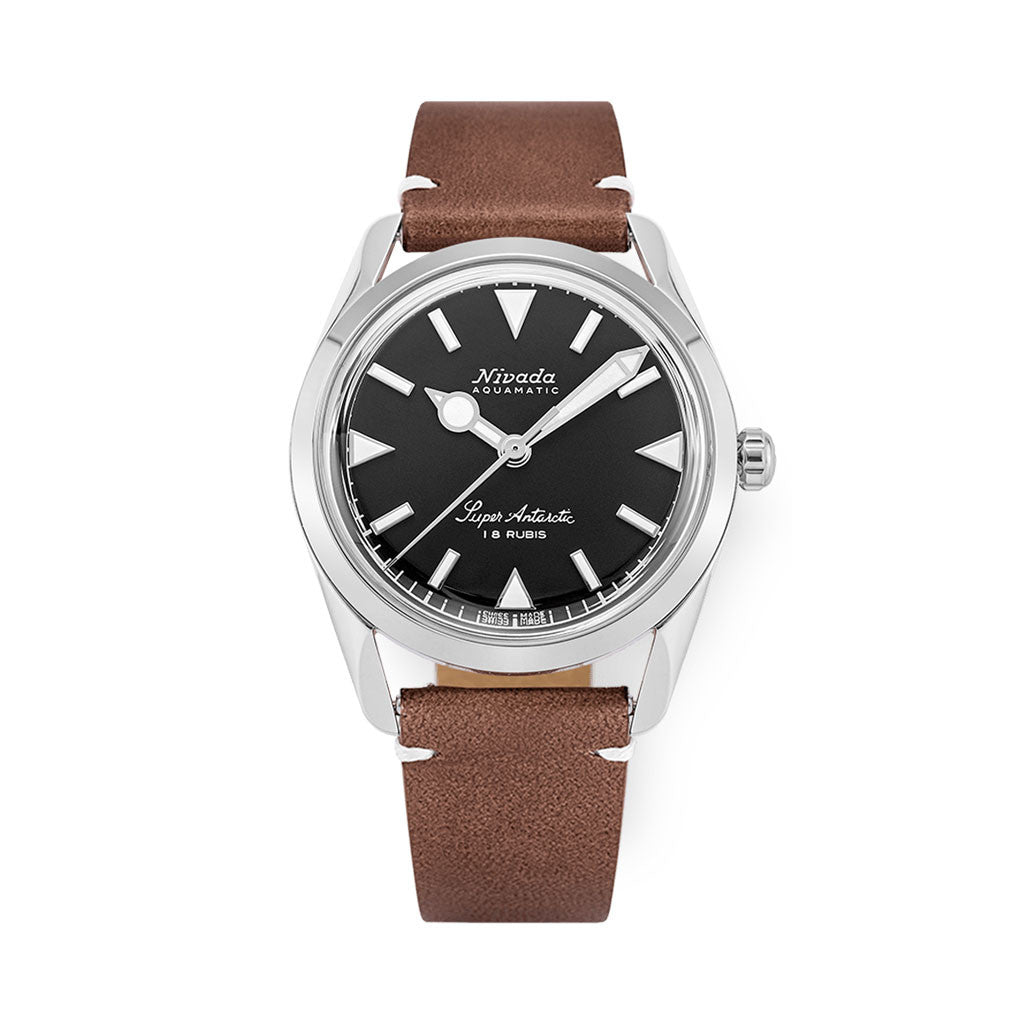 Nivada Grenchen 35mm Super Antarctic Black Dial Watch #35014M14