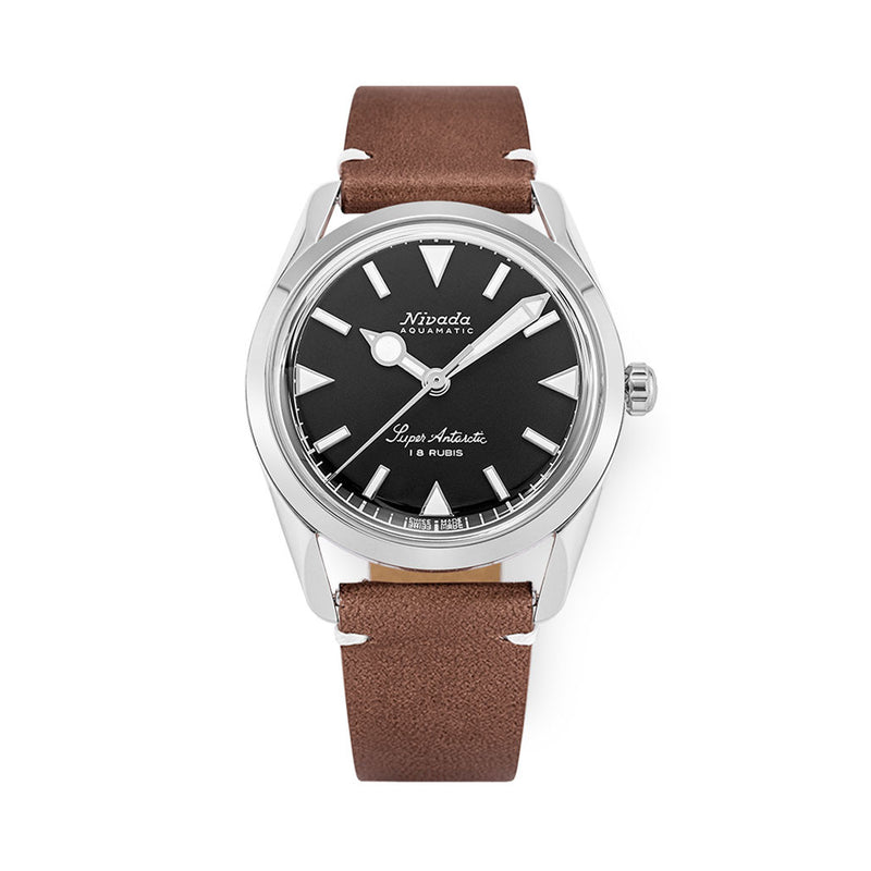 Nivada Grenchen 35mm Super Antarctic Black Dial Watch #35014M14