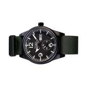 Techne Harrier Aviator Quartz Watch with 41mm Black Aluminum Case #386.122