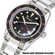 Squale 300 Meter Swiss Automatic GMT-Dive Watch, AR Sapphire Box Crystal #SUB-39GMTV Bracelet option