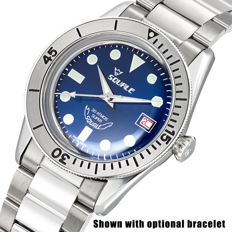 Squale 300 Meter Swiss Made Automatic Dive Watch with Blue Dial  #SUB-39RD Bracelet Option