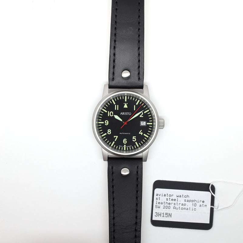 Aristo 38.5mm Swiss Automatic Aviator Watch with Sapphire Crystal #3H15N