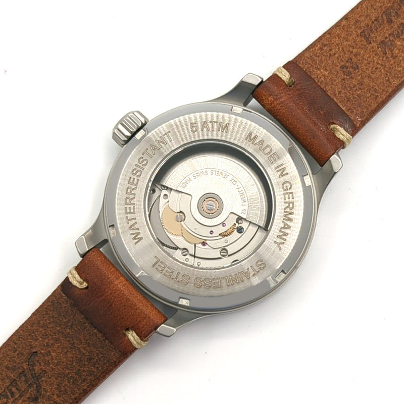 Aristo Vintage Marine Swiss Mechanical Watch with Grey Dial #3H215 Back
