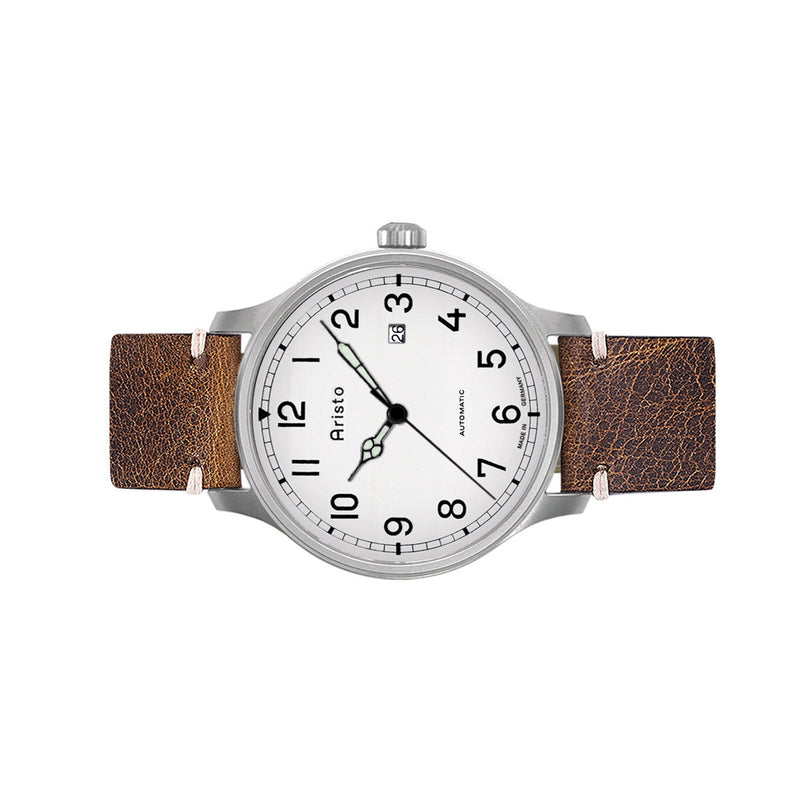Aristo Vintage Marine Swiss Mechanical Watch with Grey Dial #3H215 Side