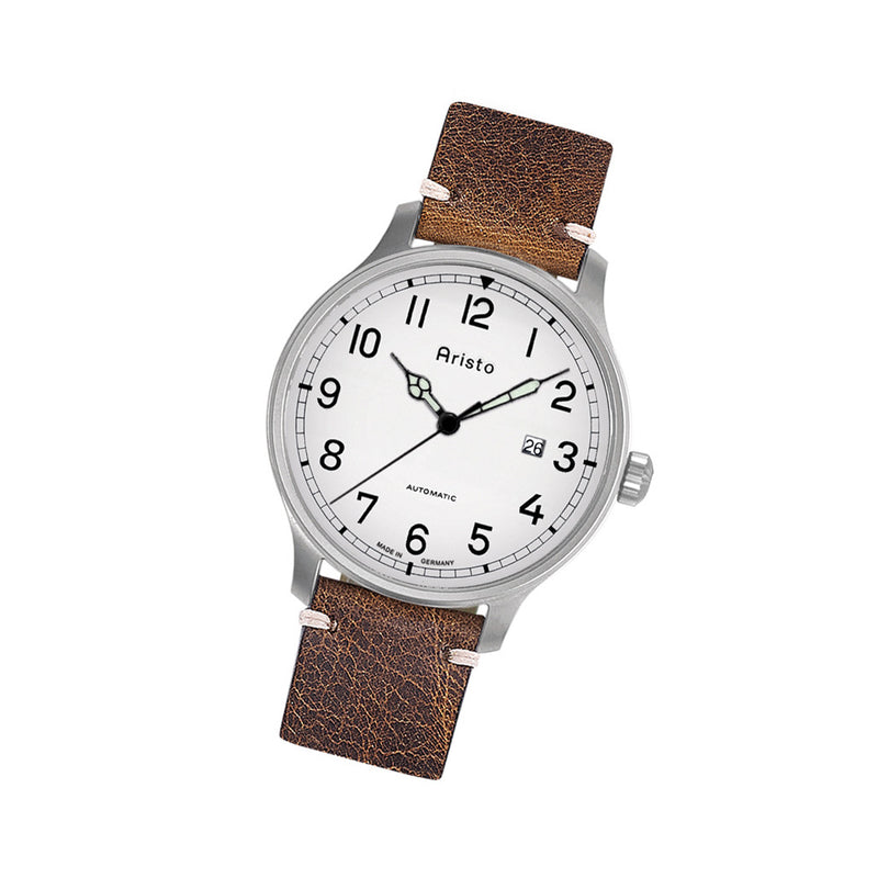 Aristo Vintage Marine Swiss Mechanical Watch with Grey Dial #3H215 Tilt