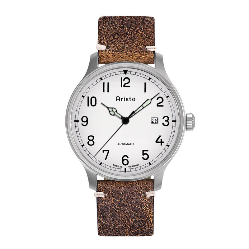 Aristo Vintage Marine Swiss Mechanical Watch with Grey Dial #3H215 Zoom