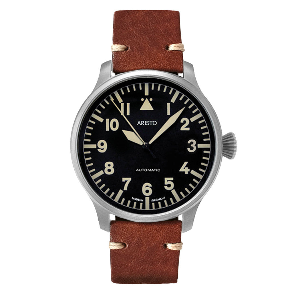 Aristo Swiss Automatic Pilot Watch with Black A-Dial #3H232 — Long