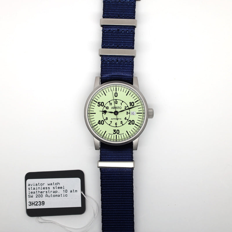 Aristo 38.5mm Swiss Automatic Full Lume Aviator Watch #3H239
