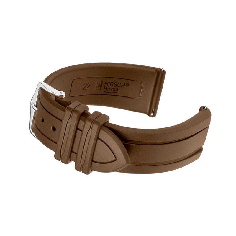 Hirsch Hevea Brown Premium Caoutchouc Natural Rubber Watch Strap #404588-15 Side