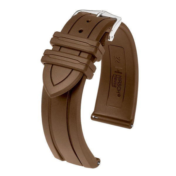 Hirsch Hevea Brown Premium Caoutchouc Natural Rubber Watch Strap #404588-15 Zoom