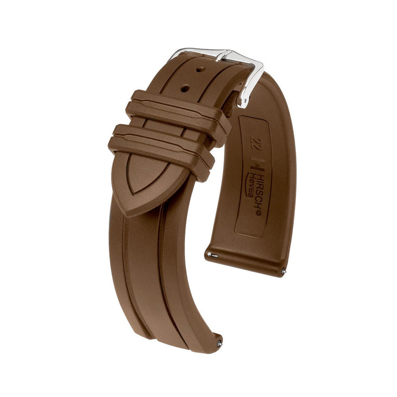 Hirsch Hevea Brown Premium Caoutchouc Natural Rubber Watch Strap #404588-15