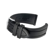 Hirsch Hevea Black Premium Caoutchouc Natural Rubber Watch Strap #404588-50 Side