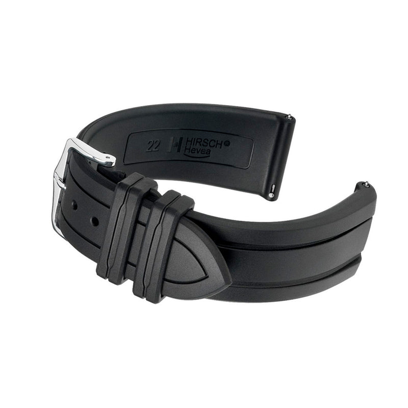 Hirsch Hevea Black Premium Caoutchouc Natural Rubber Watch Strap #404588-50 Side
