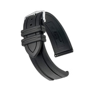 Hirsch Hevea Black Premium Caoutchouc Natural Rubber Watch Strap #404588-50 Tilt