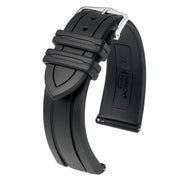 Hirsch Hevea Black Premium Caoutchouc Natural Rubber Watch Strap #404588-50 Zoom