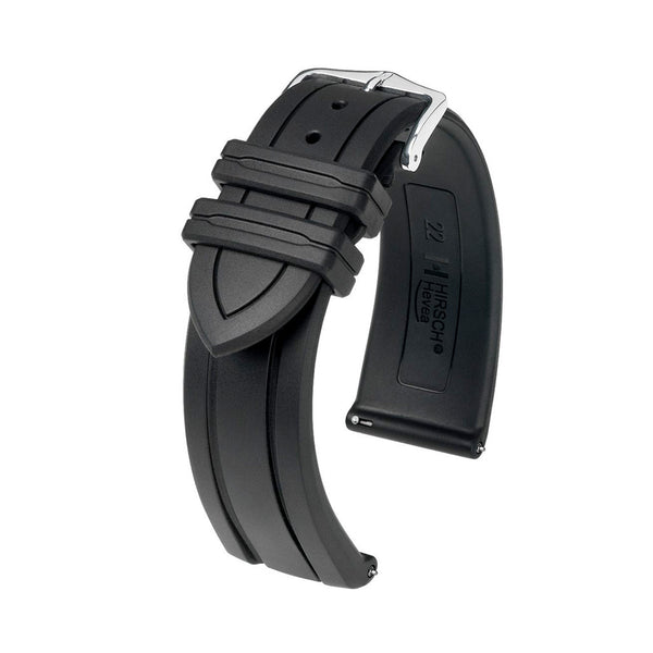 Hirsch Hevea Black Premium Caoutchouc Natural Rubber Watch Strap #404588-50