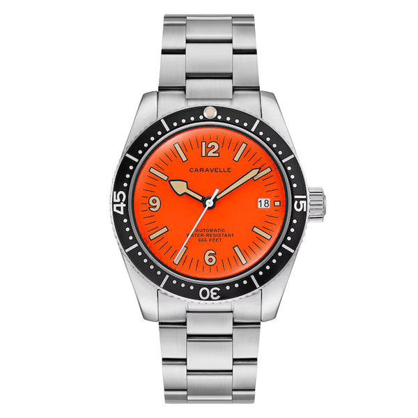 Caravelle Sea Hunter Automatic Watch with Orange Dial #43B177