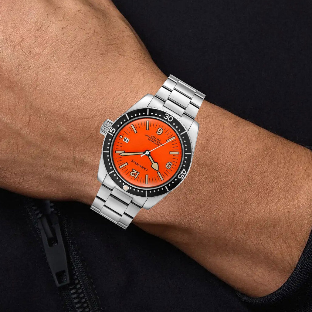 Caravelle Sea Hunter Automatic Watch with Orange Dial #43B177