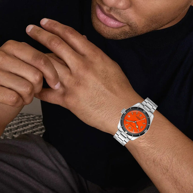 Caravelle Sea Hunter Automatic Watch with Orange Dial #43B177