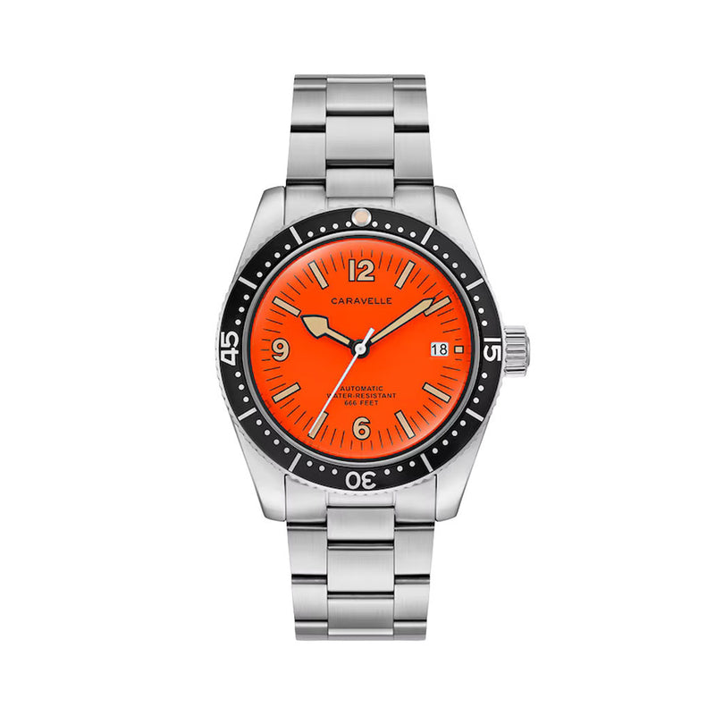Caravelle Sea Hunter Automatic Watch with Orange Dial #43B177