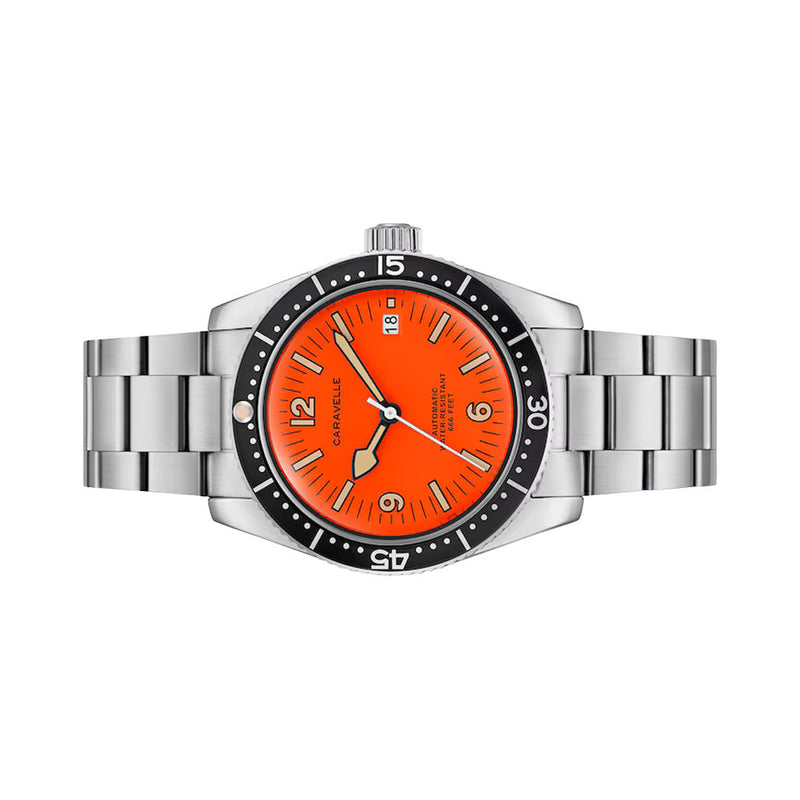 Caravelle Sea Hunter Automatic Watch with Orange Dial #43B177
