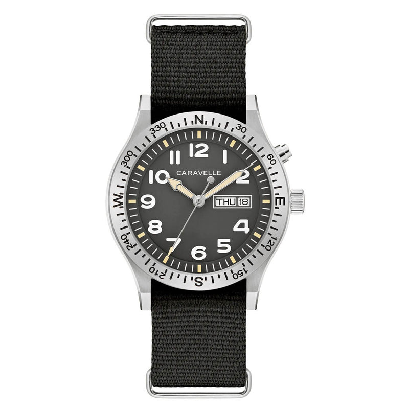 Caravelle "Light Up" Field Watch with Black Dial #43C125