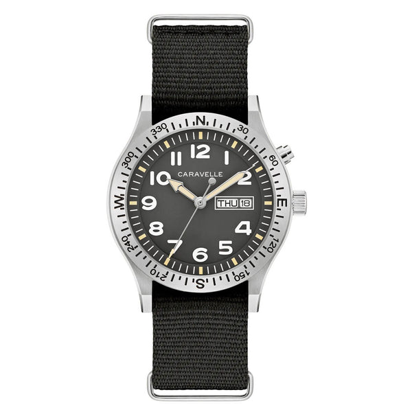 Caravelle "Light Up" Field Watch with Black Dial #43C125