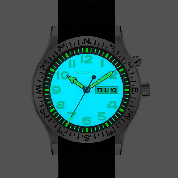 Caravelle "Light Up" Field Watch with Black Dial #43C125