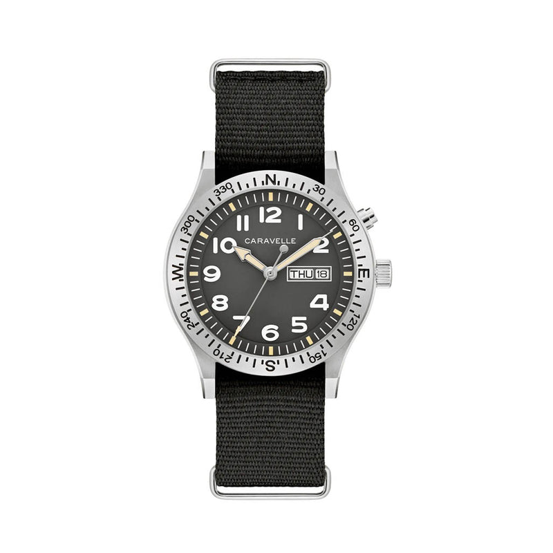 Caravelle "Light Up" Field Watch with Black Dial #43C125