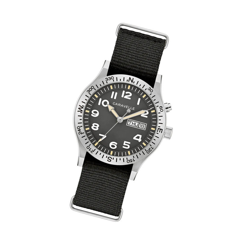 Caravelle "Light Up" Field Watch with Black Dial #43C125