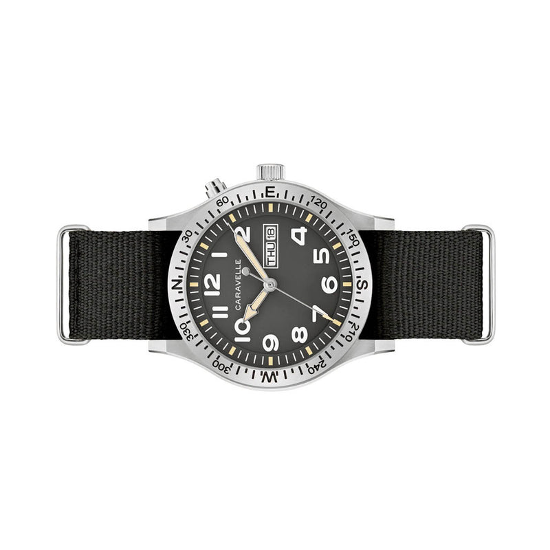 Caravelle "Light Up" Field Watch with Black Dial #43C125